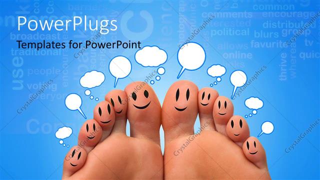  Presentation with group - A pair of feet with a bluish background