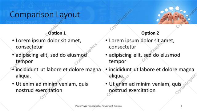 Comparison presentation slide layout