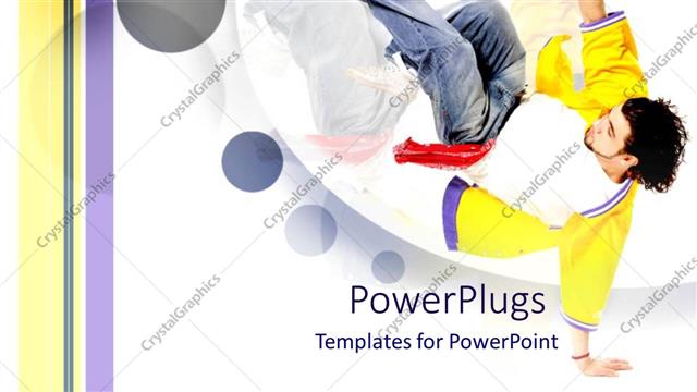  Presentation with breakdance - Happy guy displaying break dance talent on white background