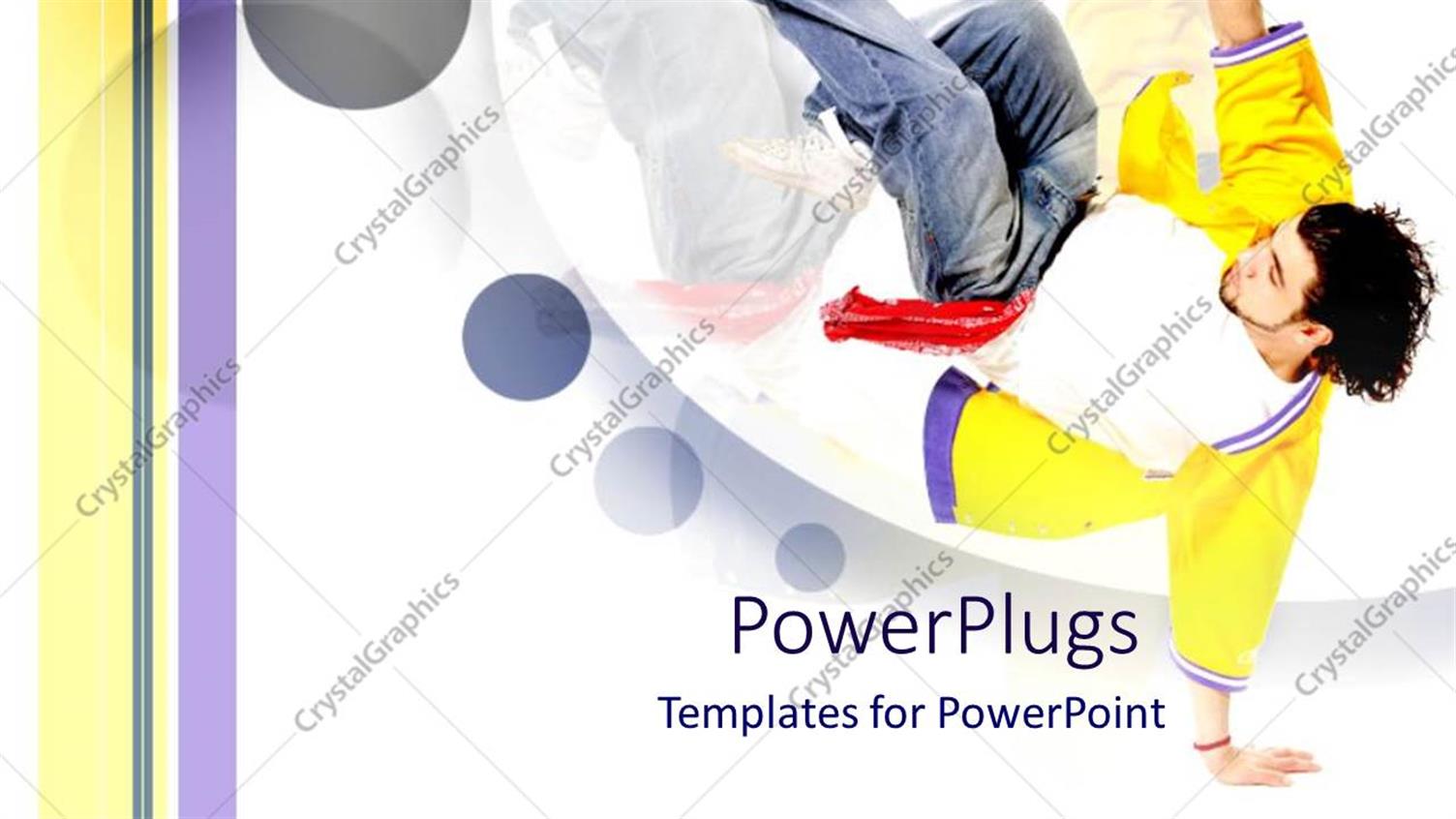 Featuring Happy Guy Displaying Break Dance Talent on White Background