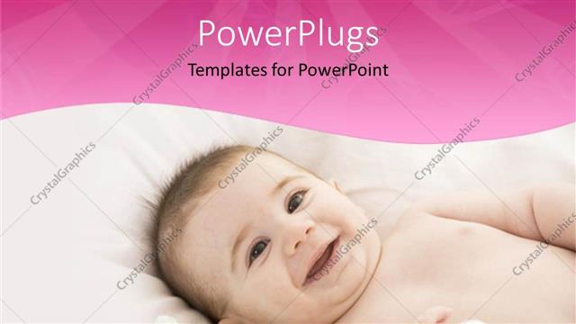  Presentation with happy baby - A happy kid in the bed with pinkish background