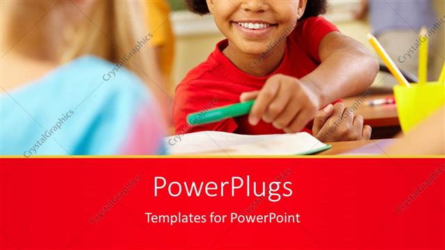  Presentation with cute - A happy kid in the classroom with a blurr background