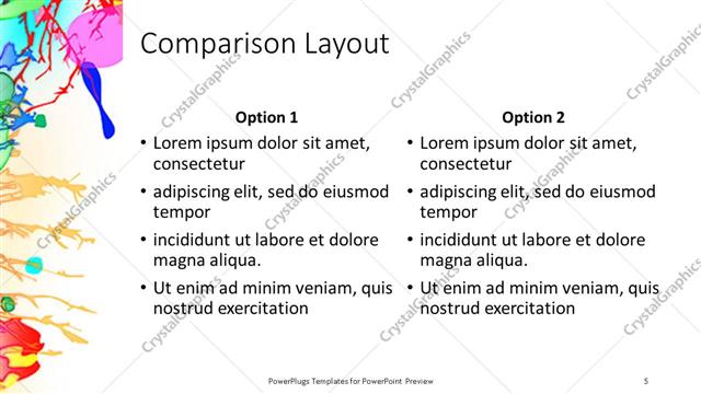 Comparison presentation slide layout