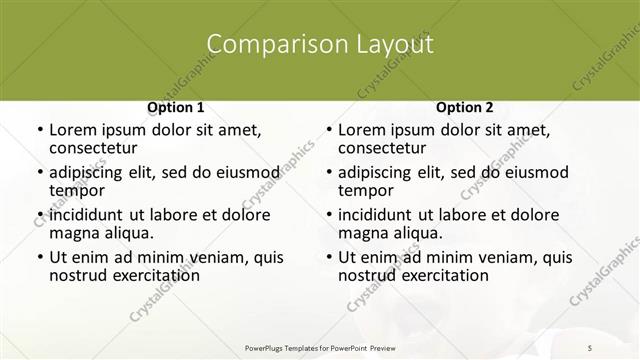 Comparison presentation slide layout