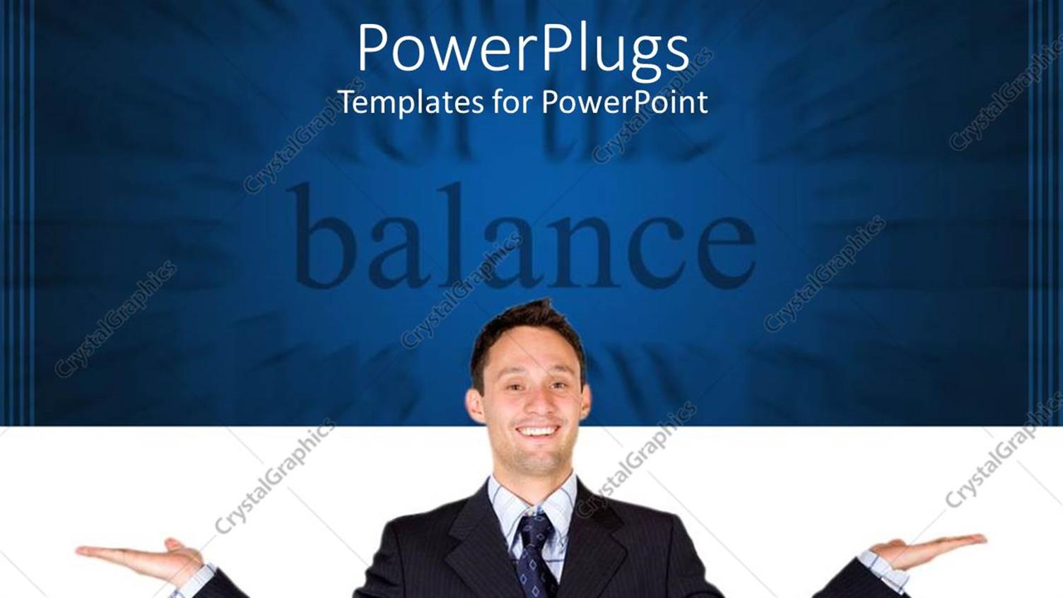 Featuring Happy Man in Suit on White and Blue Background