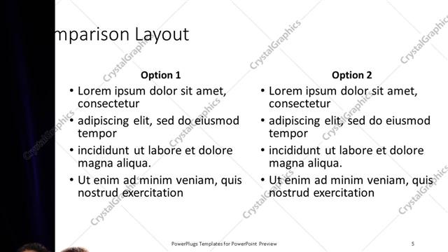 Comparison presentation slide layout