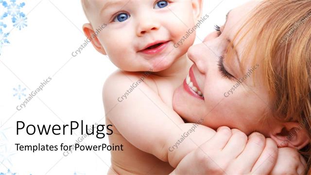 Presentation with happy - Happy mother carrying beautiful baby in hand with colorful background