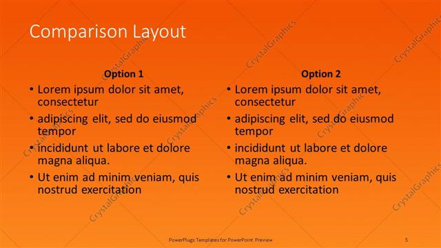 Comparison presentation slide layout