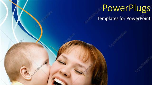  Presentation with kiss - A happy mother smiling and playing with her baby