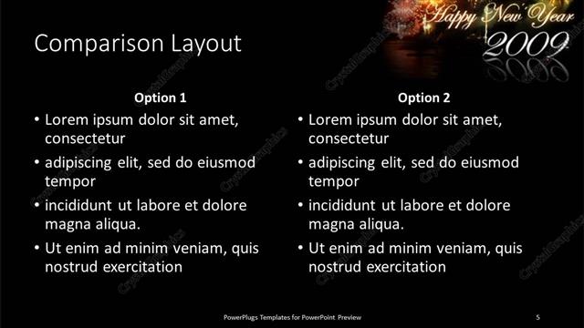 Comparison presentation slide layout