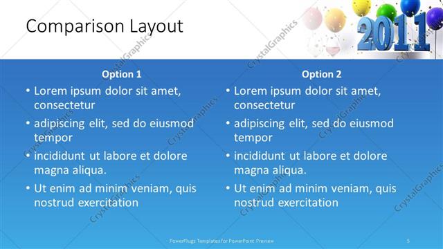 Comparison presentation slide layout