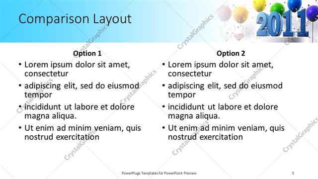 Comparison presentation slide layout
