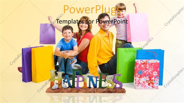 Presentation with family shopping - A family after shopping with yellowish background
