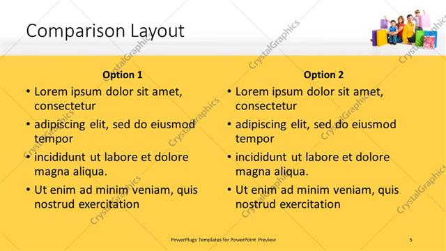 Comparison presentation slide layout