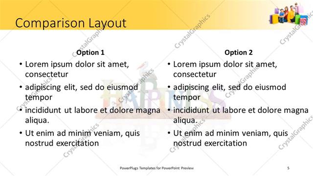 Comparison presentation slide layout