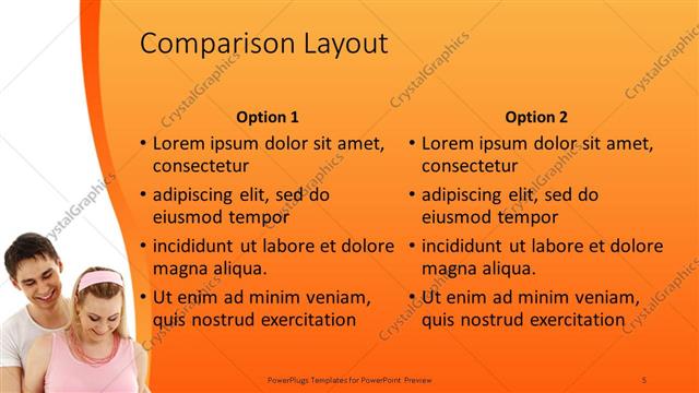 Comparison presentation slide layout