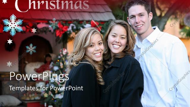  Presentation with merry christmas - The happy people with a text that spells out the word 