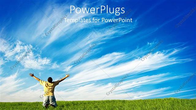  Presentation with freedom - A happy person in the fields with sky in the background