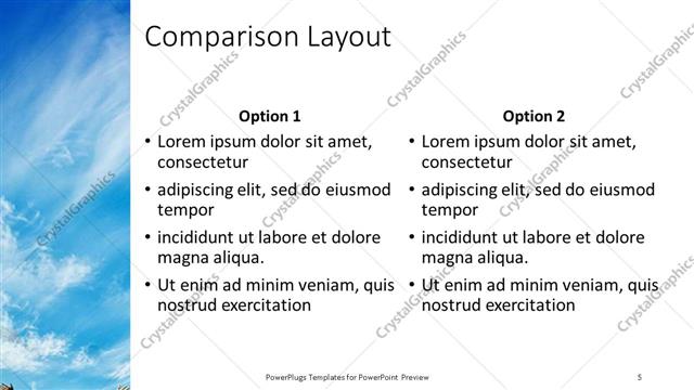 Comparison presentation slide layout