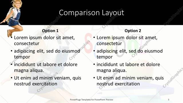 Comparison presentation slide layout