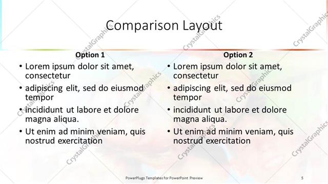 Comparison presentation slide layout