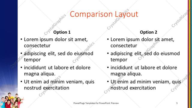 Comparison presentation slide layout