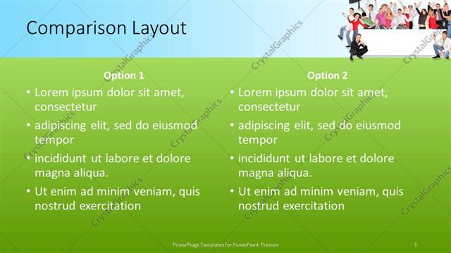 Comparison presentation slide layout