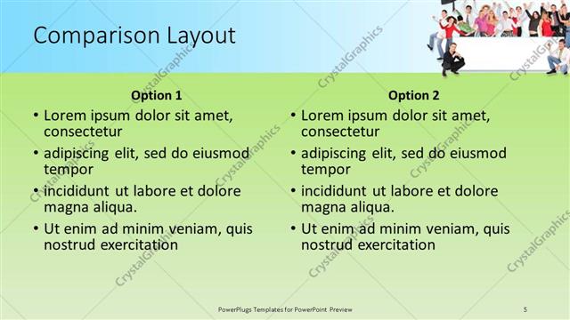 Comparison presentation slide layout