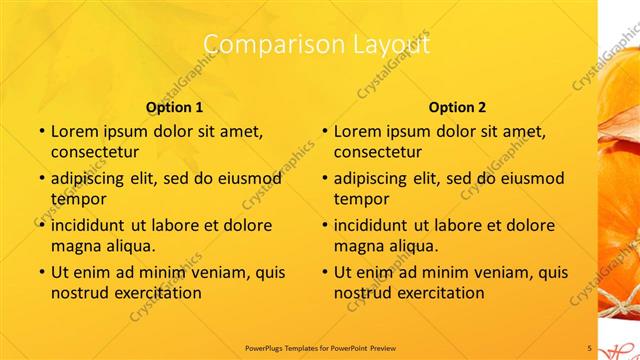 Comparison presentation slide layout