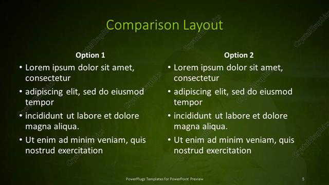 Comparison presentation slide layout