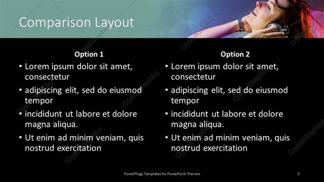 Comparison presentation slide layout