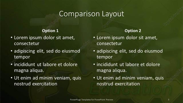 Comparison presentation slide layout