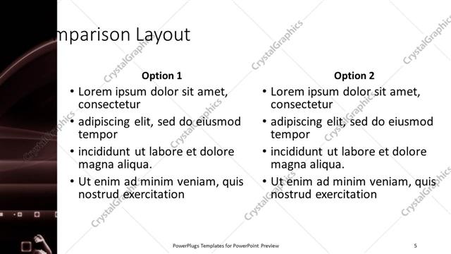 Comparison presentation slide layout
