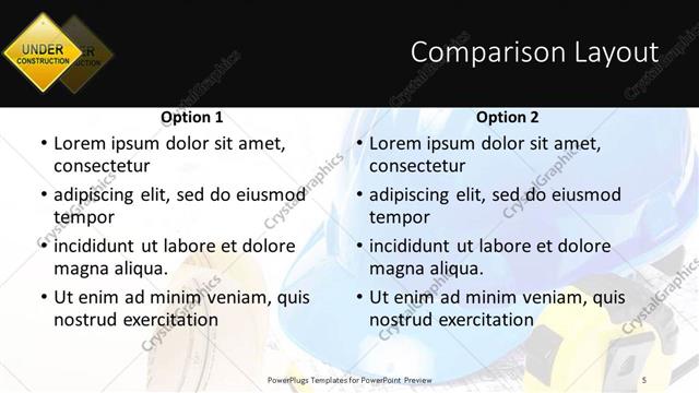 Comparison presentation slide layout
