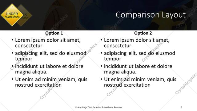 Comparison presentation slide layout