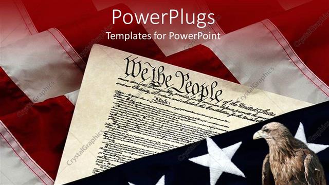  Presentation with hawk - A hawk with American constitution in the background