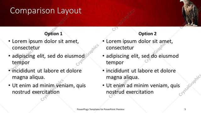 Comparison presentation slide layout