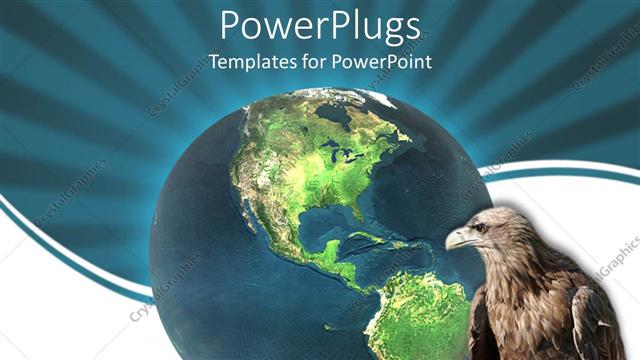  Presentation with hawk - A hawk with a globe in the background and bluish background