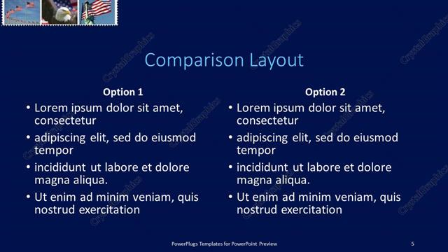 Comparison presentation slide layout