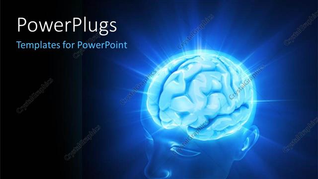  Presentation with mind power - Head illuminated by the energy of the brain with black color