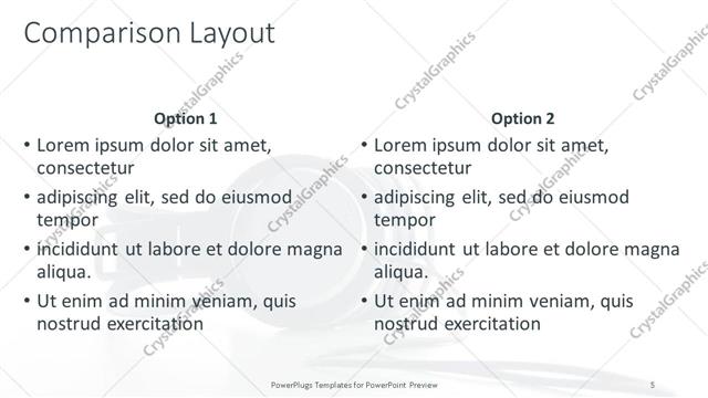 Comparison presentation slide layout