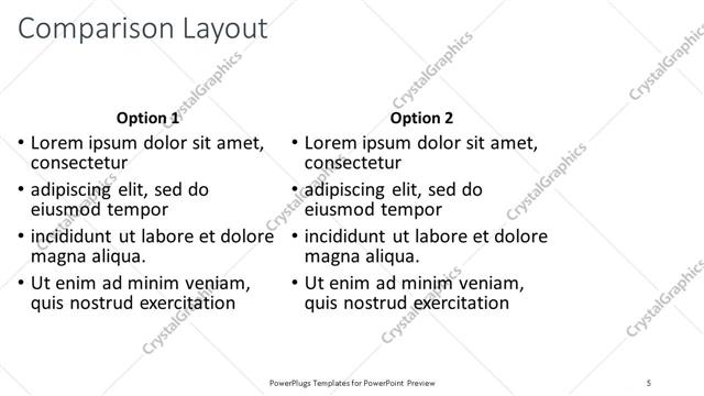 Comparison presentation slide layout