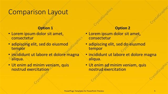 Comparison presentation slide layout