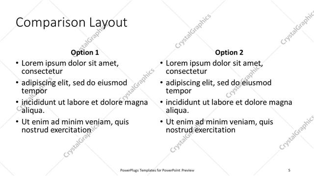 Comparison presentation slide layout