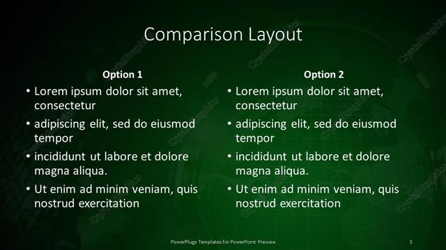 Comparison presentation slide layout