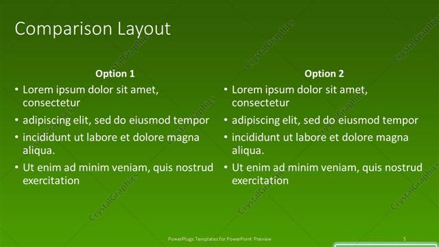 Comparison presentation slide layout