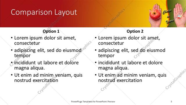 Comparison presentation slide layout