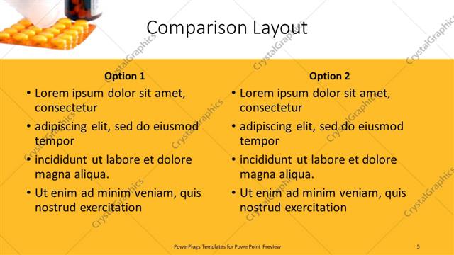 Comparison presentation slide layout