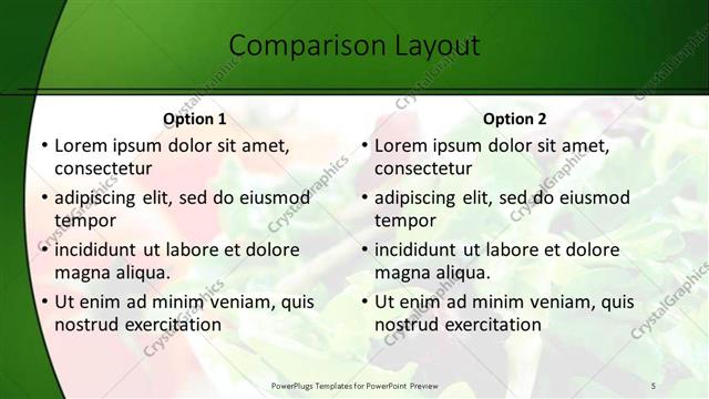 Comparison presentation slide layout