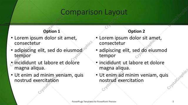 Comparison presentation slide layout